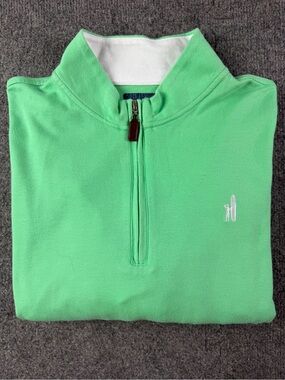 Johnnie-O West Coast Prep Mens 100% Cotton L/S 1/4 Zip Sweatshirt Sz L Green